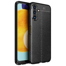 Teleplus Samsung Galaxy A13 5G Kamera Korumalı Deri Dokulu Silikon Siyah Kılıf