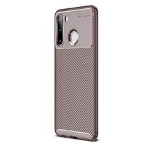 Teleplus Samsung Galaxy A21 Negro Karbon Silikon Kahverengi Kılıf