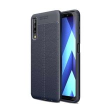 Teleplus Samsung Galaxy A70 Deri Dokulu Nano Ekran Koruyucu Siyah Silikon Kılıf