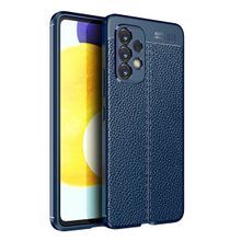 Teleplus Samsung Galaxy A73 Kamera Korumalı Deri Dokulu Silikon Lacivert Kılıf