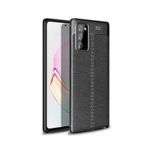 Teleplus Samsung Galaxy Note 20 Deri Dokulu Lacivert Silikon Cep Telefonu Kılıf
