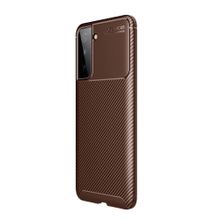 Teleplus Samsung Galaxy S21 Plus 5G Karbon Dokulu Negro Silikon Kahverengi Kılıf Nano Ekran Koruyucu Kamera Koruyucu