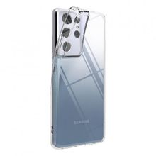 Teleplus Samsung Galaxy S21 Ultra 5G Lüks Korumalı Silikon Şeffaf Tam Kapatan Nano Ekran Koruyucu Kamera Koruyucu Kılıf