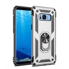 Teleplus Samsung Galaxy S8 Plus Kılıf Vega Yüzüklü Çift Katmanlı Tank Silikon Gümüş Kılıf