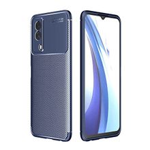 Teleplus Vivo Y53s 4g Kılıf Kamera Korumalı Negro Karbon Silikon Lacivert Nano Ekran Koruyucu