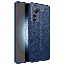 Teleplus Xiaomi 12T Kamera Korumalı Deri Dokulu Silikon Lacivert Kılıf