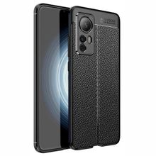 Teleplus Xiaomi 12T Pro Kamera Korumalı Deri Dokulu Silikon Nano Ekran Koruyucu Lacivert Kılıf