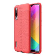 Teleplus Xiaomi Mi9 Lite Deri Dokulu Silikon Kırmızı Kılıf