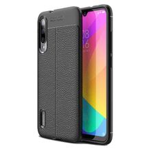 Teleplus Xiaomi Mi9 Lite Deri Dokulu Siyah Nano Ekran Koruyucu Silikon Kılıf