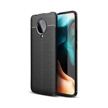Teleplus Xiaomi Poco F2 Pro Deri Dokulu Siyah Nano Ekran Koruyucu Silikon Cep Telefonu Kılıf