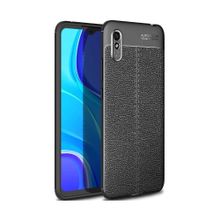 Teleplus Xiaomi Redmi 9A Deri Dokulu Kırmızı Nano Ekran Koruyucu Silikon Cep Telefonu Kılıf