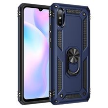 Teleplus Xiaomi Redmi 9A Kılıf Vega Yüzüklü Çift Katmanlı Tank Kapak Kırmızı Nano Ekran Koruyucu