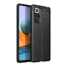 Teleplus Xiaomi Redmi Note 10 Pro Deri Dokulu Silikon Siyah Nano Ekran Koruyucu Cep Telefonu Kılıfı