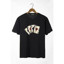 Terapi Men 22Y-3400762-2 İskambil Kağıdı Baskılı Bisiklet Yaka Oversize Erkek T-Shirt