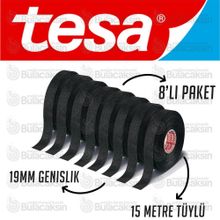 TESA 19 mm x15 m Siyah-8 Adet Tüylü Bez Bant