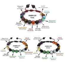 Tesbihane Makrome Örgülü Küre Kesim Multicolor Doğaltaş Kombinli Genç Başarı Bilekliği