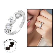 Tesbihname Starlight Diamond Pırlanta Montür Asimetrik 925 Ayar Gümüş Kadın Beştaş Yüzük