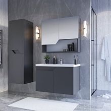 Teta Home Napoli 80 cm MDF Antrasit Banyo Dolabı Seti + Boy Dolabı