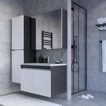 Teta Home Tokyo 80 cm Antrasit - Beyaz Mdf Banyo Dolabı Seti +Boy Dolabı