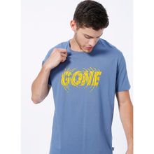 The Crow GONE Bisiklet Yaka Baskılı Mavi Unisex T-Shirt