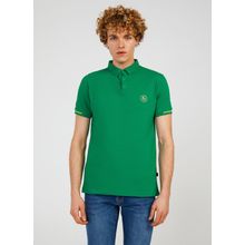 The Crow TC4615 Çıtçıtlı Yaka Düz Çimen Erkek T-shirt