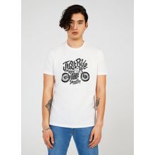 The Crow TC7121 Bisiklet Yaka Baskılı Beyaz Erkek T-Shirt