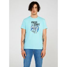 The Crow TC712310 Bisiklet Yaka Baskılı Mavi Erkek T-Shirt