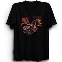 The Fame Angel Witch Frontal Assault Rock Metal Müzik Grubu Siyah Kadın T-shirt