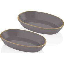 The Mia Basic Oval Servis Gri 26 cm 2'li Set