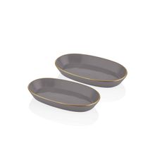 The Mia Basic Oval Servis Gri 29 cm 2'li Set