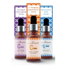 The Natural Ritualist Hyaluronic Acid + C Vitamini + Collagen Serum 3'lü Cilt Bakım Serum Seti