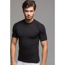 Thermoform Bambu T-Shirt Nemi Uzaklaştırıcı Organik Pamuk Günlük Kullanım İçin Erkek Siyah