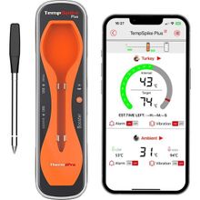 Thermopro TP970 Şarjlı 182M Kablosuz Alarmlı 1problu Telefon Kontrollü Profesyonel Gıda Termometresi - Turuncu - Siyah