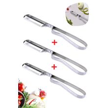 Tilbe Home 3'lü Metal Yan Soyacak Çelik Sebze Soyacak Patates Julyen Salata Yan Soyacağı Lüx Havuç Julyen Aparatı Seti