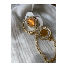 tiny wood Altın Kaplama İsimli Zirkon Taşlı Silikon Emzik Seti (0-6 Ay) – Damaklı & Kişiye Özel Krem Beyaz
