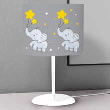 Titanbaby Gri Fil Sarı Yıldız Desenli Çocuk Odası Dijital Baskılı Çocuk Odası Masaüstü Abajur Avize