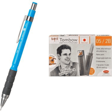 Tombow Sh-300 Grip Açık Mavi 0.5 mm ve 12 Tüp 0.5 mm 2B Min Uçlu Kalem