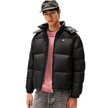 TOMMY HILFIGER TOMMY HILFIGER Erkek Marka Logolu Geri Dönüştürülmüş Yırtılmaz Naylon Dik Yakalı Fırtına Manşetli Kapüşonlu Siyah Mont DM0DM22036 BDS