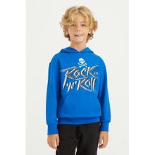Tommy Life 11002 Saks Yazı Baskılı Kanguru Cepli Kapüşonlu Standart Kalıp Erkek Çocuk Sweatshirt
