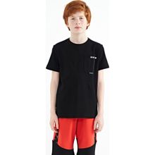 Tommy Life 11120 Siyah Cep Detaylı O Yaka Standart Kalıp Erkek Çocuk T-Shirt