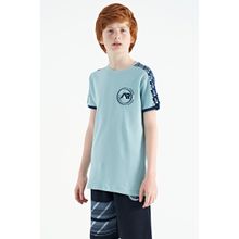 Tommy Life 11121 Açık Mavi Omuz Baskı Detaylı Standart Kalıp O Yaka Erkek Çocuk T-shirt