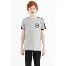 Tommy Life 11121 Gri Melanj Omuz Baskı Detaylı Standart Kalıp O Yaka Erkek Çocuk T-Shirt