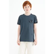 Tommy Life 11121 Orman Yeşili Omuz Baskı Detaylı Standart Kalıp O Yaka Erkek Çocuk T-Shirt
