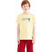 Tommy Life 11145 Sarı Baskı Detaylı O Yaka Standart Kalıp Erkek Çocuk T-Shirt