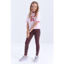 Tommy Life 75047 Yüksek Bel Dar Paça Kahverengi Kız Çocuk Tayt