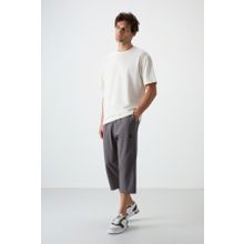 Tommy Life 83102 Koyu Gri Pamuklu Yumuşak Dokulu Standart Fit Nakışlı Erkek Kapri
