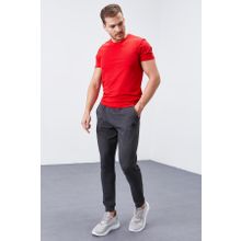Tommy Life 84652 Antrasit Melanj Klasik Cepli Standart Kalıp Manşetli Erkek Eşofman Altı