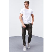 Tommy Life 84754 Haki Kamuflaj Desenli Dar Kalıp Jogger Erkek Eşofman Altı
