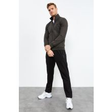 Tommy Life 85152 Haki Siyah Dik Yaka Fermuarlı Standart Kalıp Klasik Paça Erkek Eşofman Takımı
