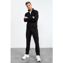 Tommy Life 85152 Siyah Siyah Dik Yaka Fermuarlı Standart Kalıp Klasik Paça Erkek Eşofman Takımı
